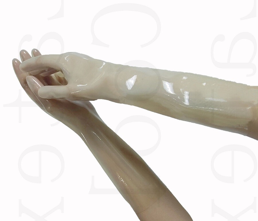 Affordable 0.4mm Transparent Latex Five-Finger Gloves S-XL