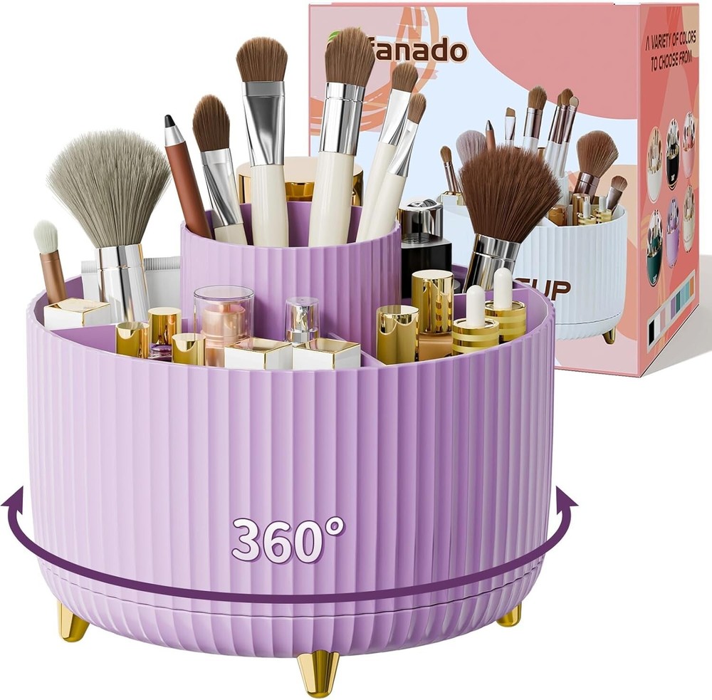 360° Rotate Makeup Brush Holder Organizer, Makeup Organizers Countertop