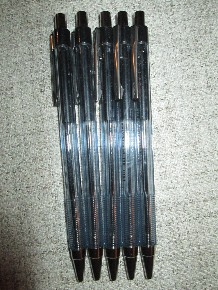 Pack of 5 NWOB 30001 Pilot Better Retractable Ballpoint Pen Fine Point Black