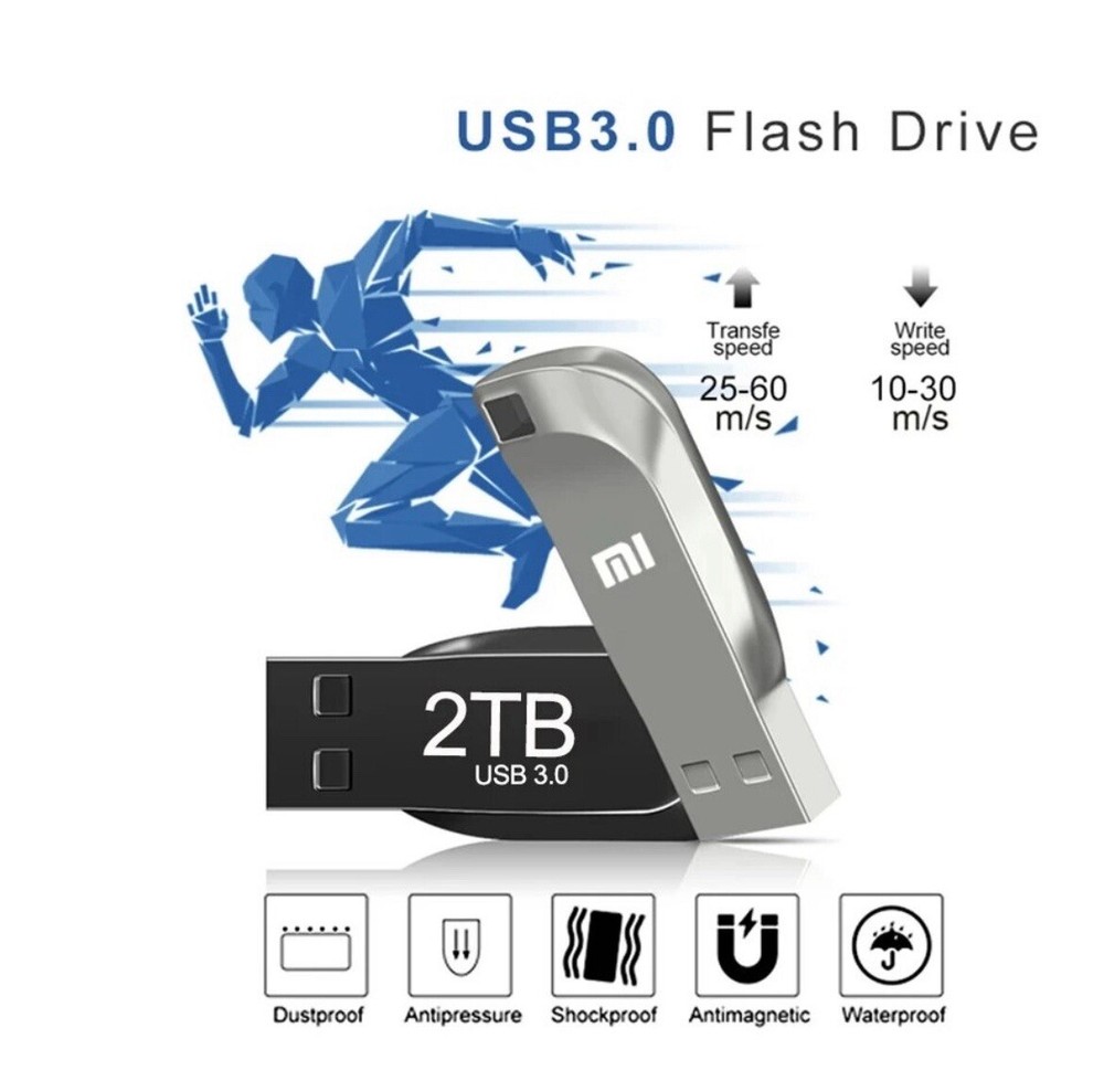 2TB Flash Drive USB 3.0 U Disk Type C Thumb Memory Stick Pen PC Laptop +Adaptor
