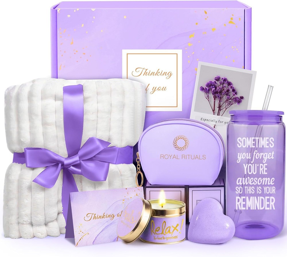 Valentines Day Gifts for Her Wife Girlfriend, Spa Bath Gift Baskets Lavender-image