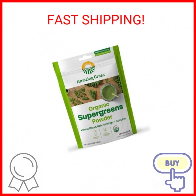 Amazing Grass Super Greens Booster Powder with Spirulina for Smoothies & Energy