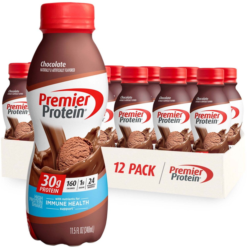 Premier Protein Shake Chocolate 30g Protein 11.5 Fl Oz 12 Ct 30 Grams of Protein