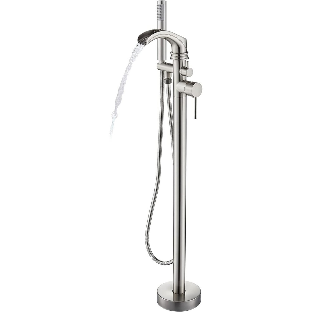 Stainless Steel Bathroom Floor Mount Tub Filler Freestanding Bathtub Faucet