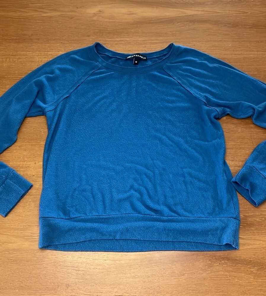 Cozy Soft Brushed Knit Raglan Top with Raw Edge Seams Size M