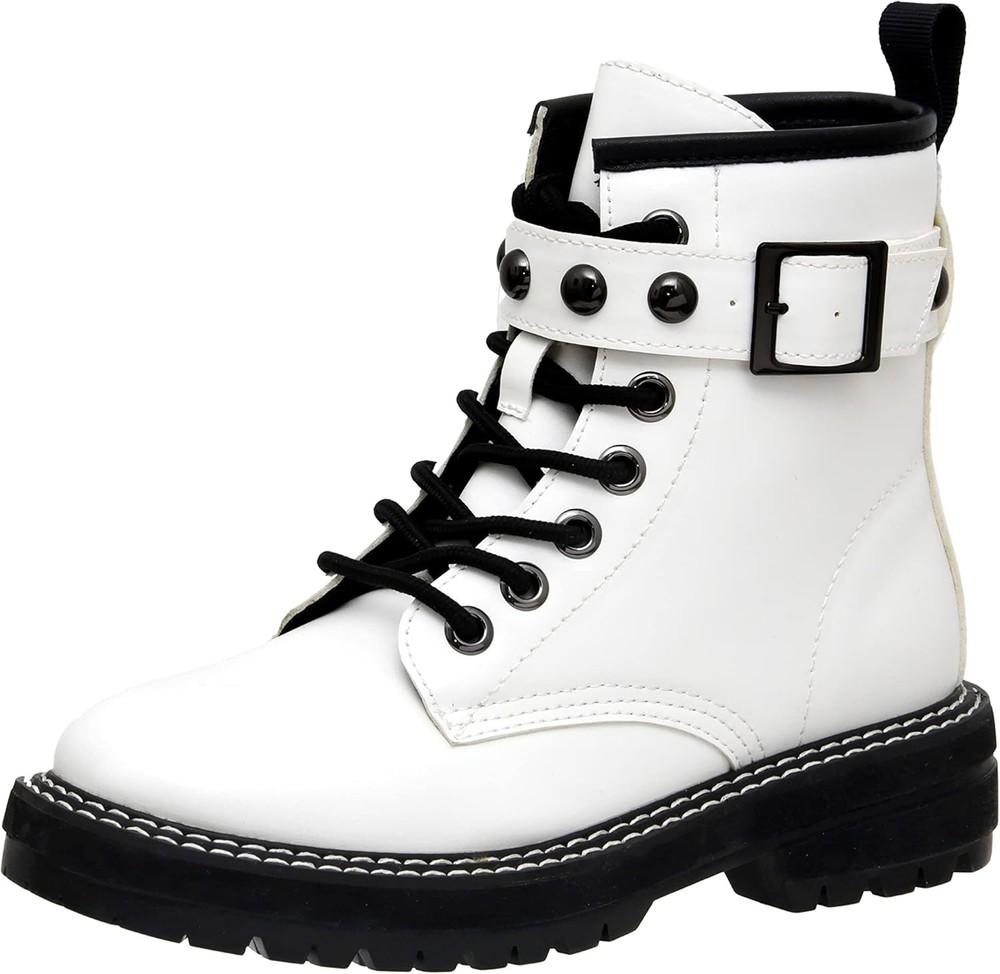 Dunes Womens Cisco Stud Lace Up Boot with Memory Foam in White Size 8.5
