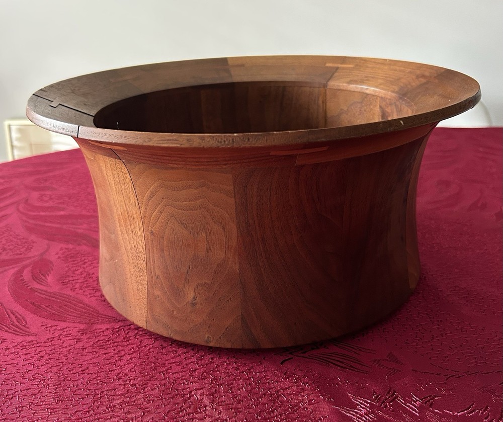 MCM Sculptural Walnut Decorative Serving Bowl Handcrafted, 12.5 in. Diameter