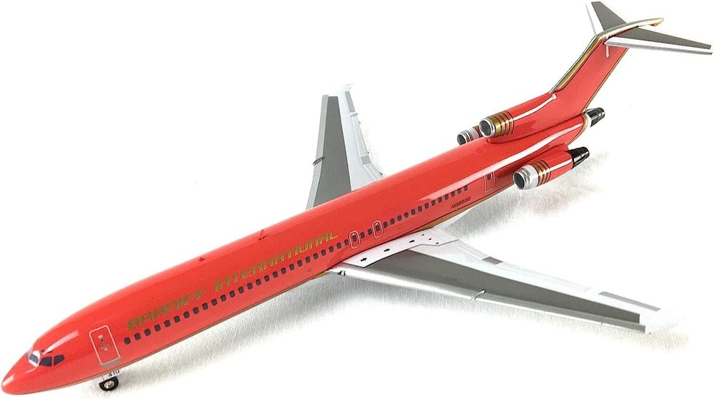 InFlight 200 Braniff Ultra Red/Gold 727-200 1:200 Scale Die-Cast Model Airplane