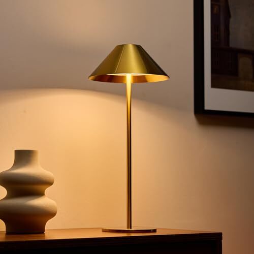 Gold Cordless Table Lamp, Rechargeable Battery Lamps for Home, 3 Gold-1 Pack
