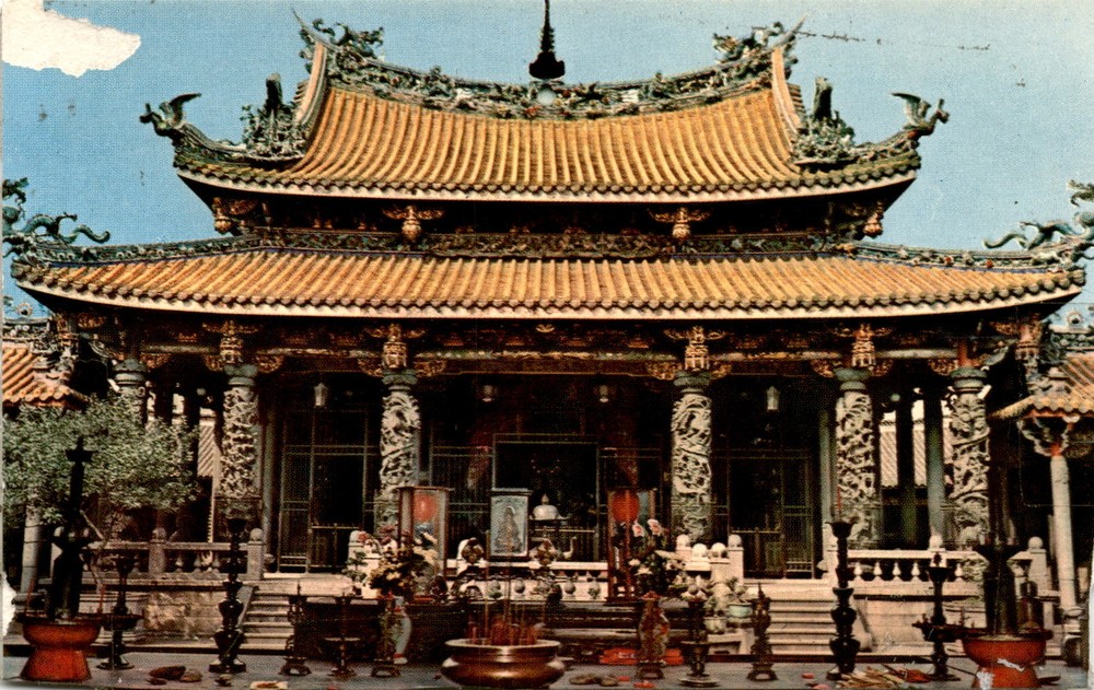 Buddhist Lung Shan Temple, Goddess of the Sea, James C. Wu, Taiwan. Postcard
