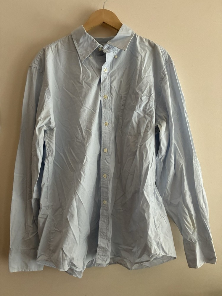 J. Crew Mens Classic 100% Cotton Button-Up Collared Long Sleeve Shirt Lt Blue XL