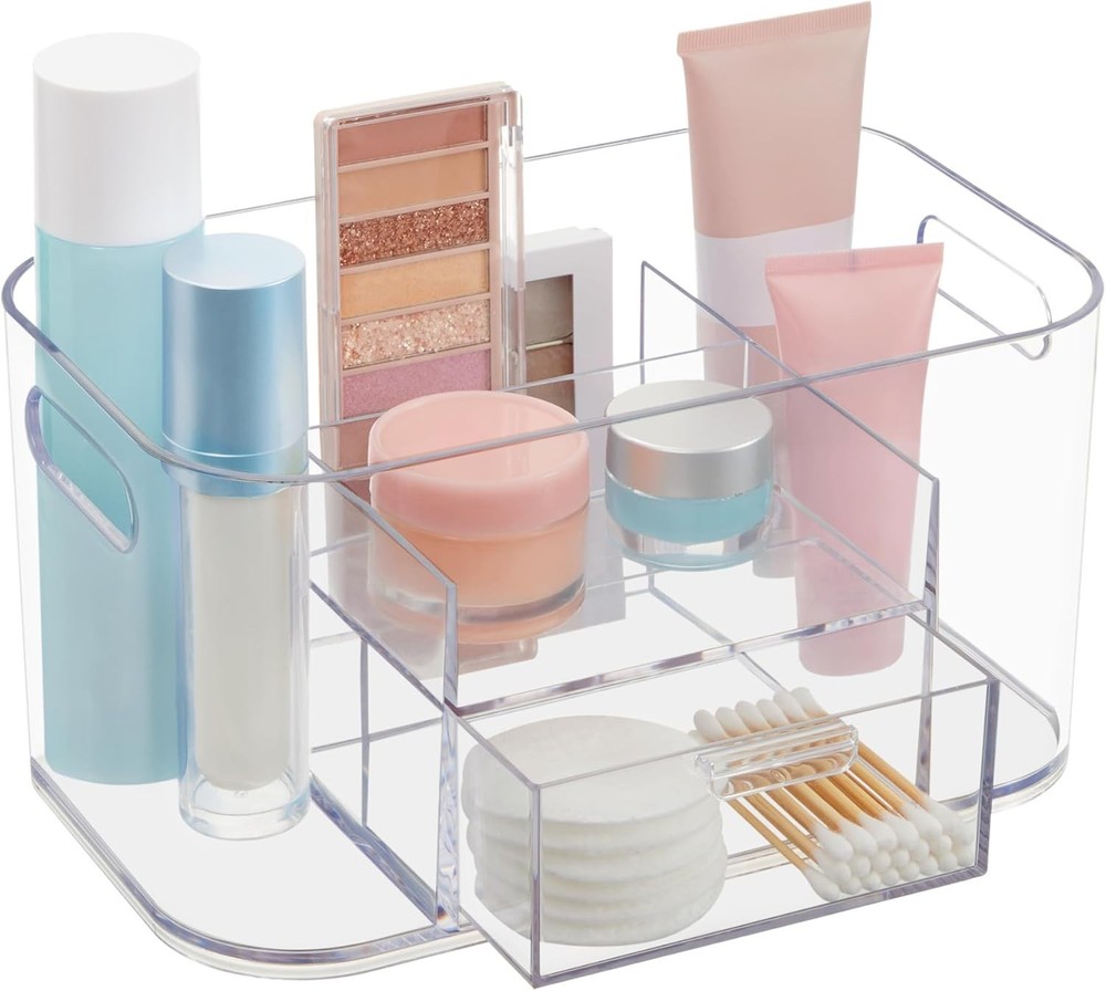 Bliss Clear Countertop Makeup Organizer with Divided Compartments  