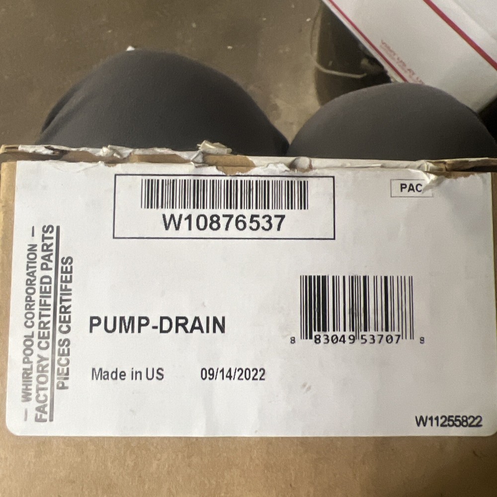 Brand NEW Whirlpool Dishwasher Drain Pump W10876537