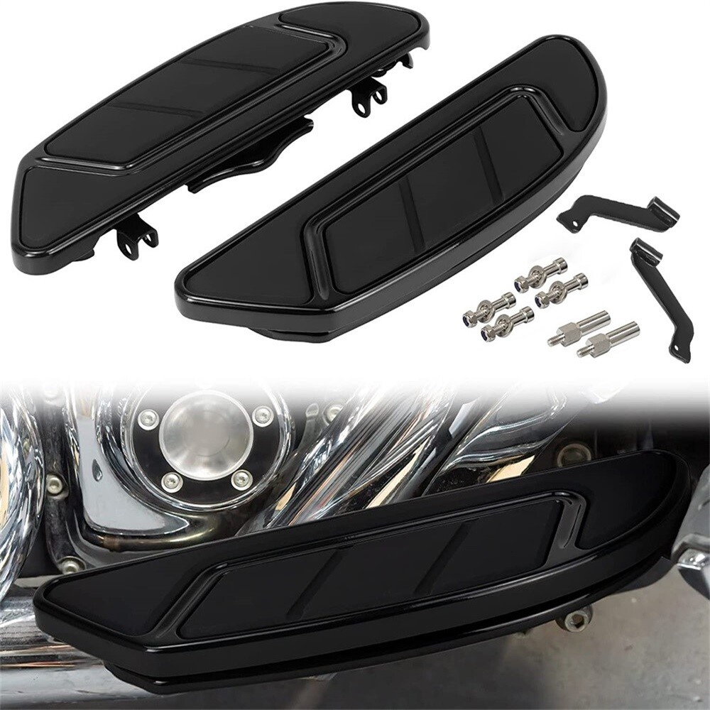 Black Driver Front Footboard Mounts for Harley CVO Tri Glide FLHTCUTGSE-image