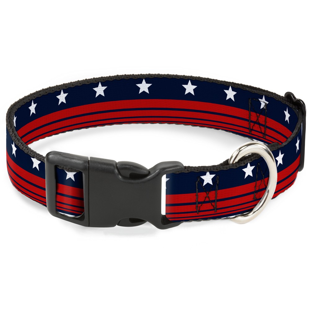 Plastic Clip Collar Americana Stars & Stripes4 Blue/White/Red Large 15-24