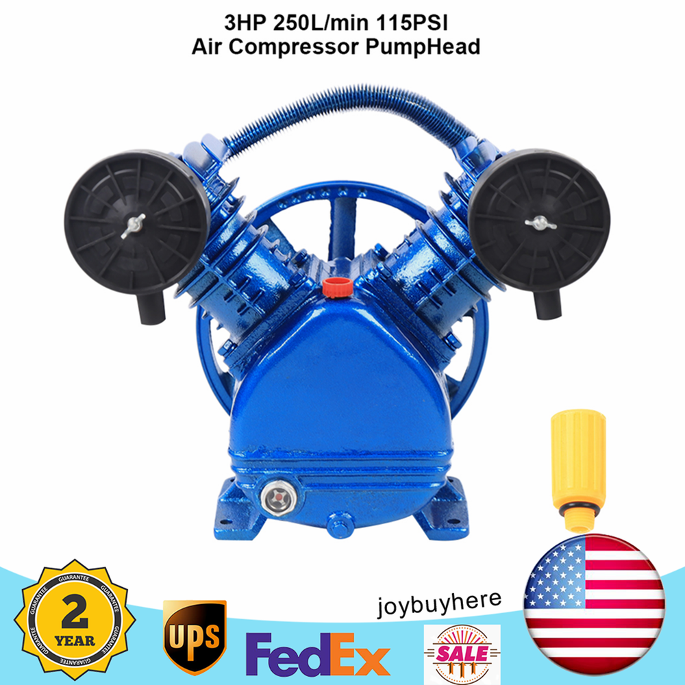 2-Piston V-Twin Single Stage Air Compressor Pump Motor Head