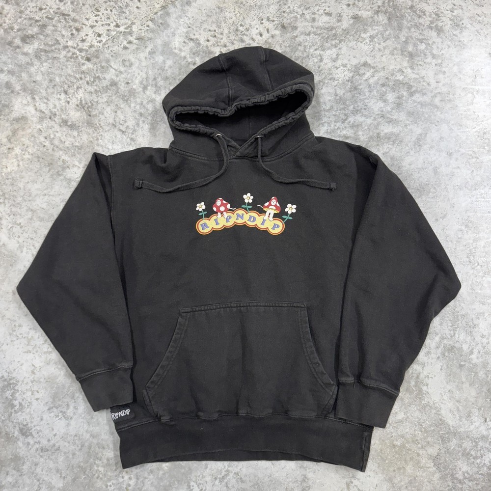 RIPNDIP Hoodie Mens Large Black Must Be Nice Cat Mushroom Graphic Sweatshirt