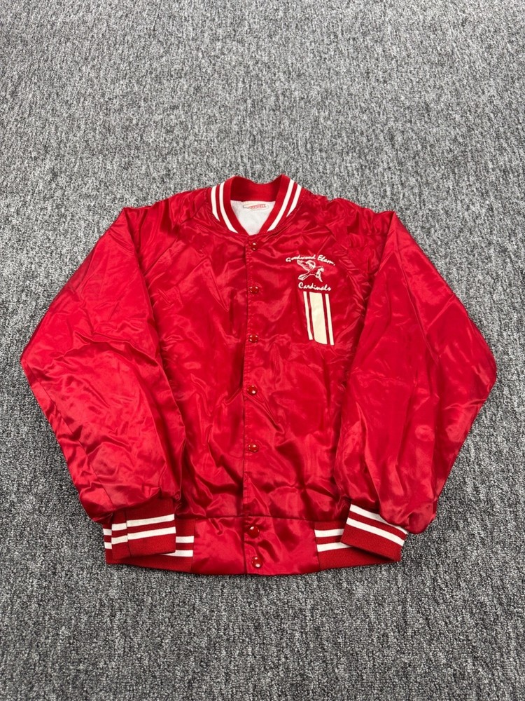 Vtg Hartwell Jacket Men Large Red Satin Lined Snap Varsity Bomber Made In USA