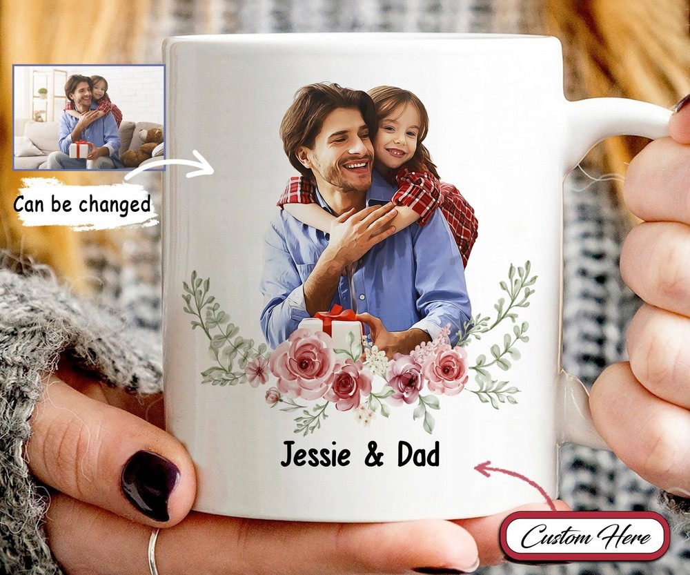 Father And Daughter Coffee Mug Custom Picture Photo Mug Funny Cute Fathers Day