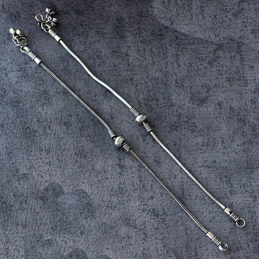 925 Silver Plated Charm Vintage Style Ethnic Anklet Jewelry Size 11