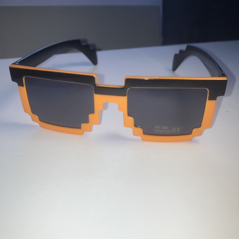 8-Bit Pixel Orange Retro Sunglasses for Men Women and Youth