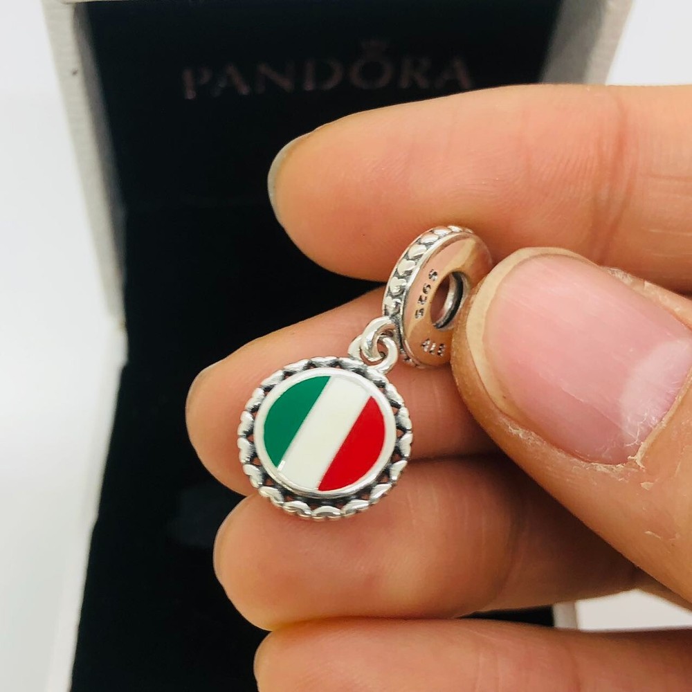 Pandora Italy Flag Sterling Silver S925 Dangle Charm