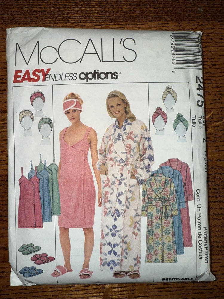 McCall's Spa Robe Wrap & Headband Pattern Size XL-XXL Uncut