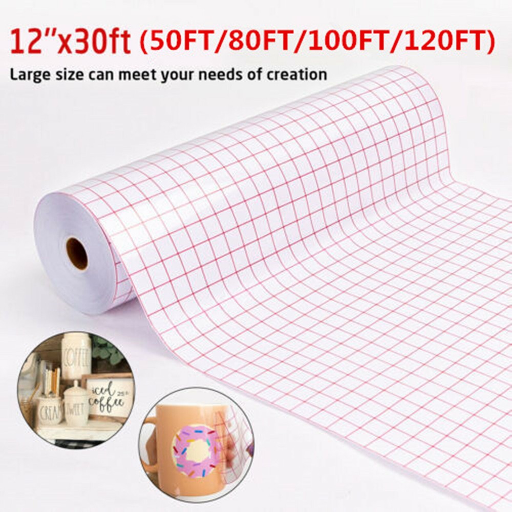HTVRONT Vinyl Transfer Tape Roll - Craft Application Paper for Cut with Grid