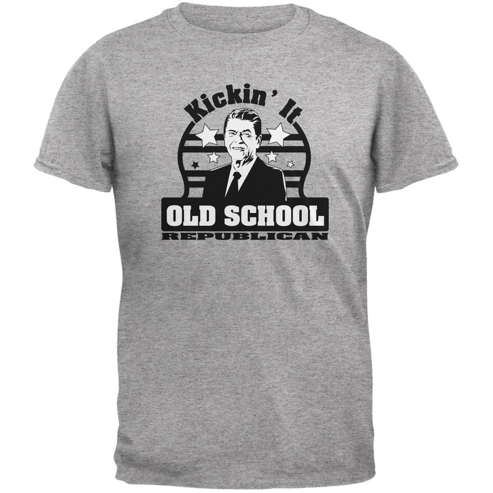 Ronald Reagan - Old School Republican Heather Grey Adult T-Shirt
