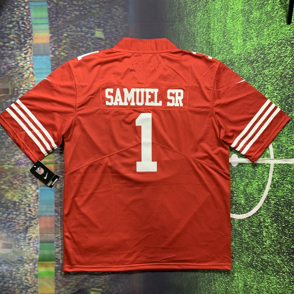 San Francisco 49ers #1 Deebo Samuel Sr Red Stitched Football Jersey Mens Large