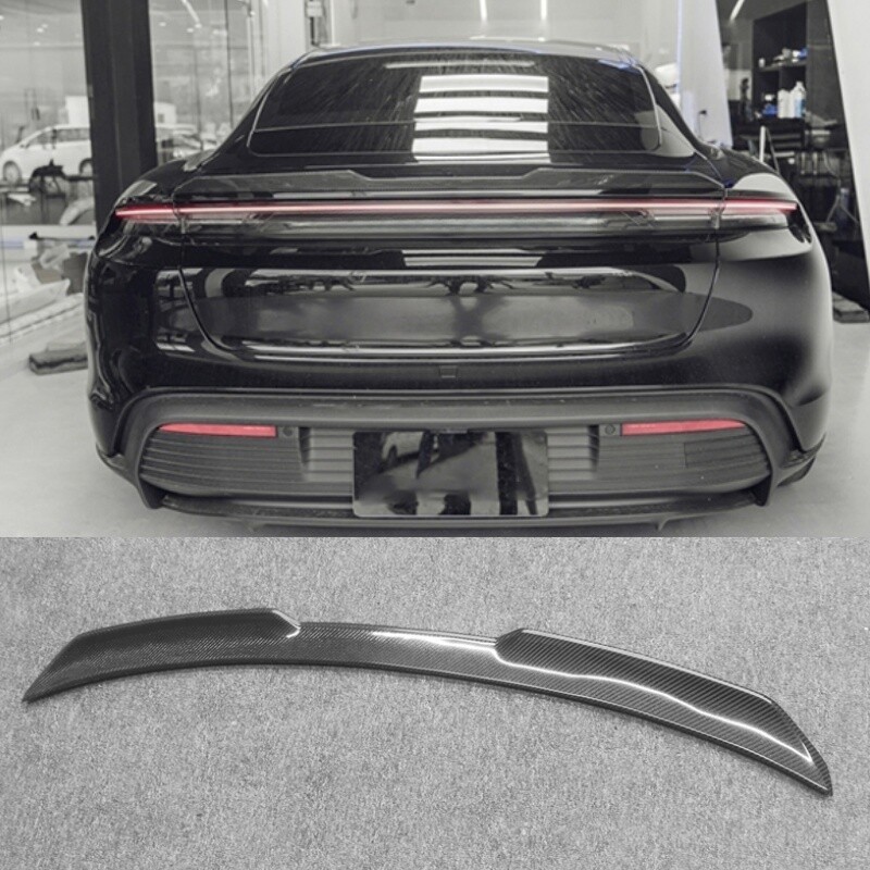 Real Carbon Fiber Rear Lip Trunk Spoiler Wing Lip For Porsche Taycan 4s 2019-23