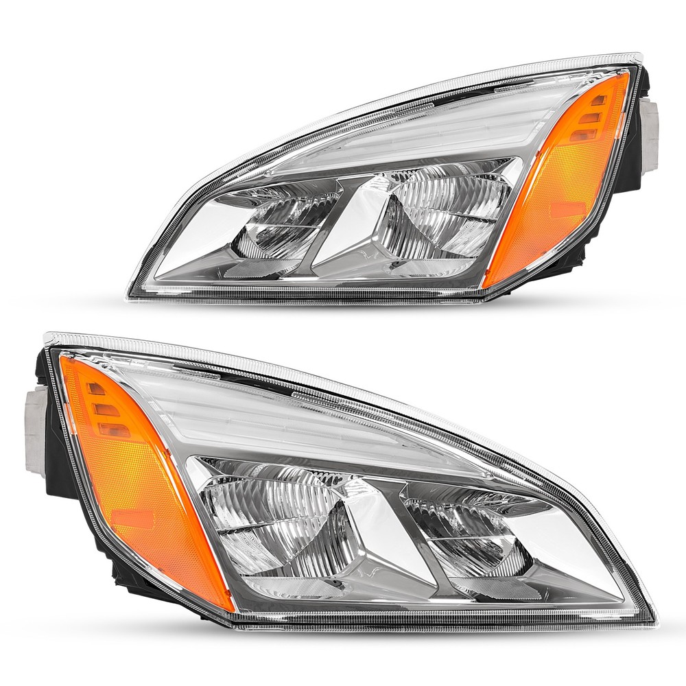Pair For Freightliner Cascadia 2018- 2024 2025 Full LED Black/Chrome Headlights