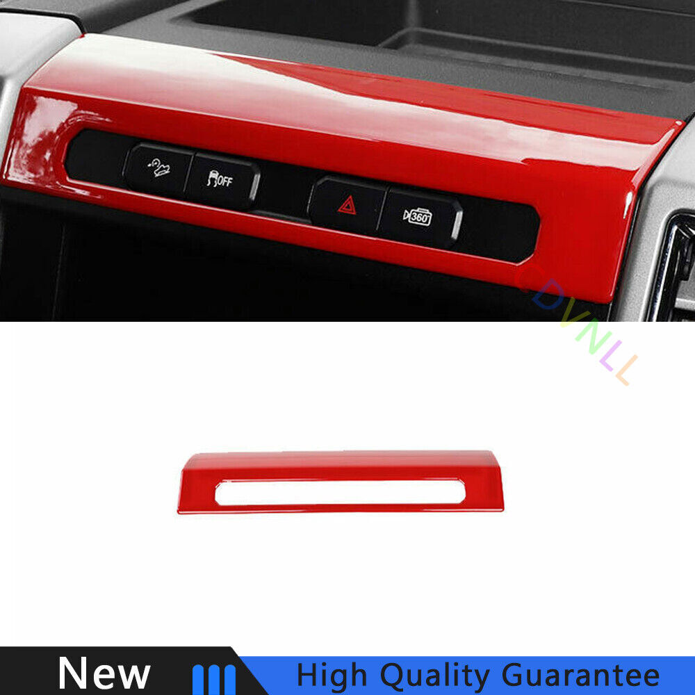 Fit For Ford F-150 2015-2020 Bright Red Car Mergency Light Button Frame Trim 1*