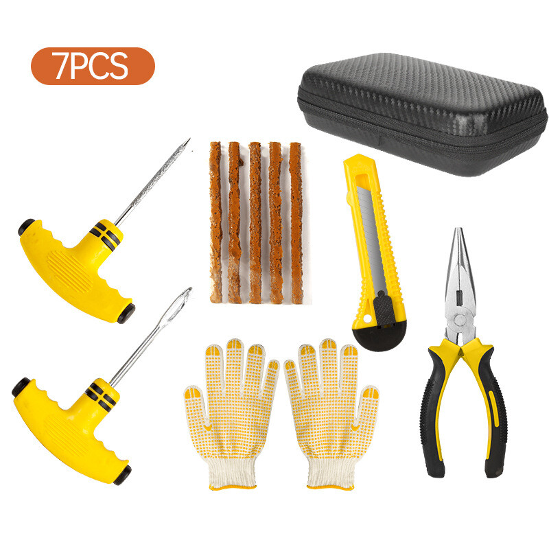 Limited-time Sale Car Bus Tire Repair Plug Kit Tyres Puncture Emergency Кit 7pcs-image