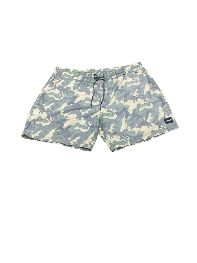 Hurley Men's 33 Green Camo Drawstring Pockets Swim Shorts