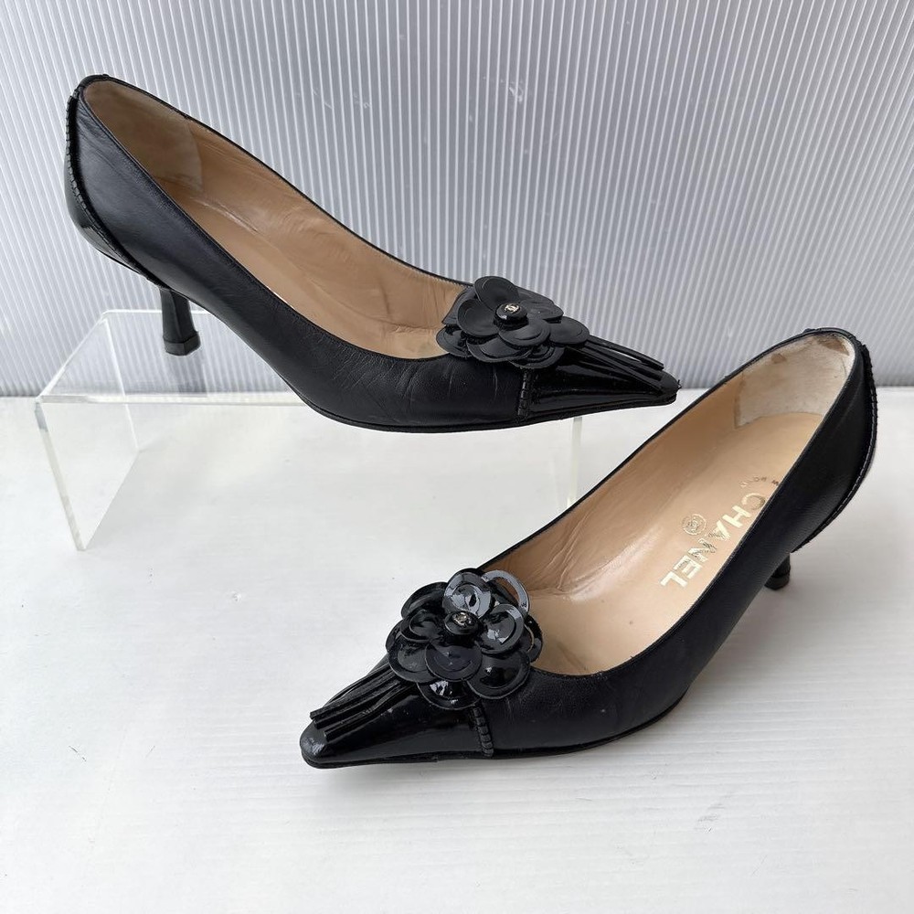 CHANEL Black Heeled Pumps EU Size 35.5 Preowned Af1262 Womens Shoes