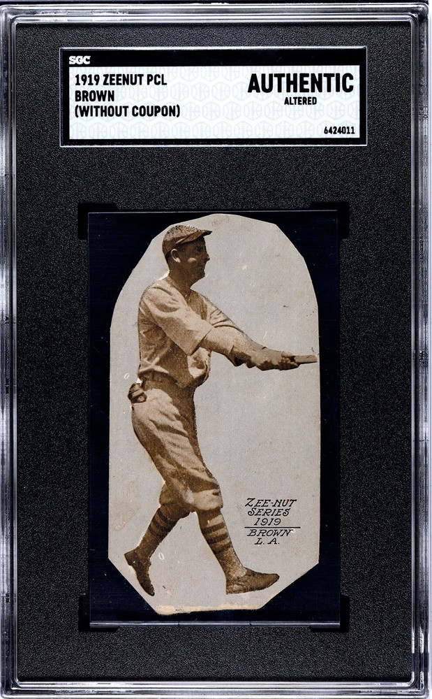 1919 Zeenut PCL Brown SGC Authentic Vintage Baseball Card No Coupon-image