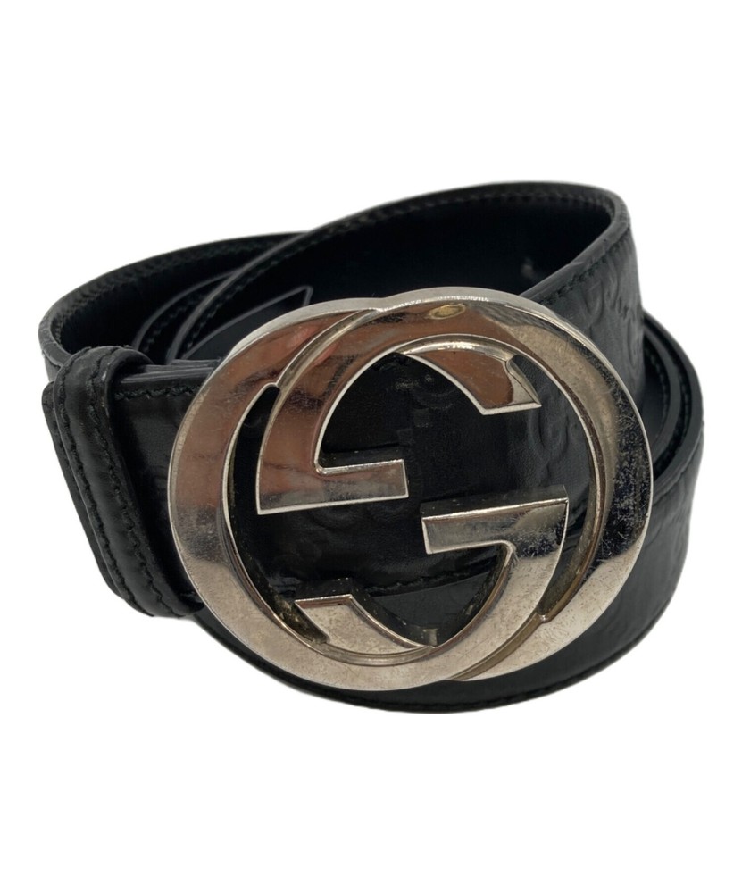 GUCCI GG interlocking black leather belt authentic Made in Italy pre-owned