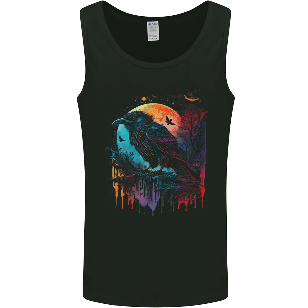 A Crow With a Fantasy Moon Mens Vest Tank Top