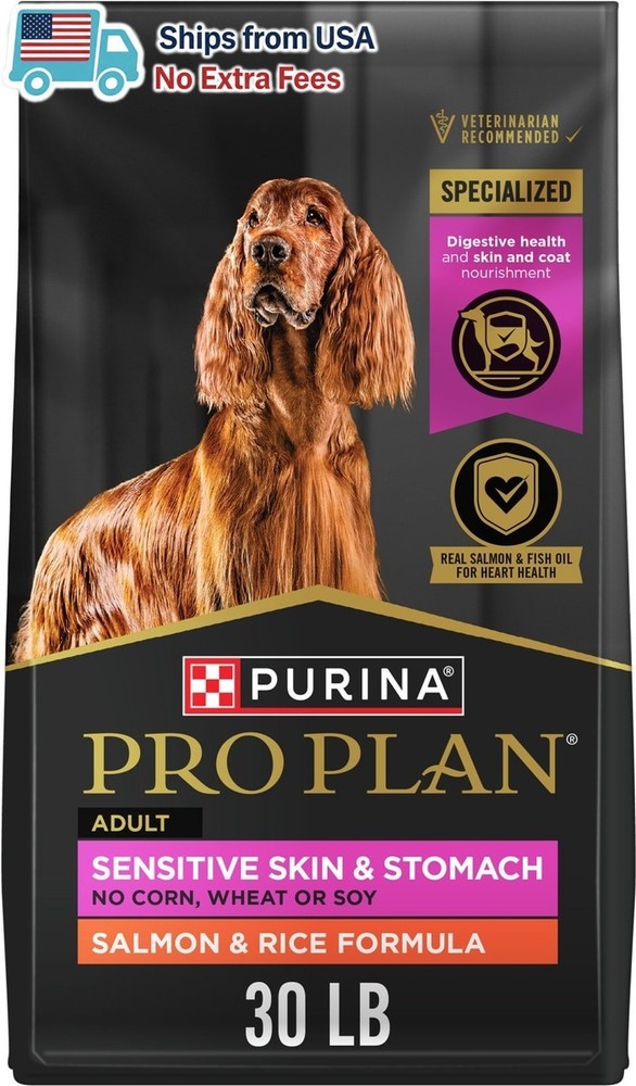 Purina Pro Plan Adult Sensitive Skin & Stomach Salmon & Rice Dry Dog Food 30 lb