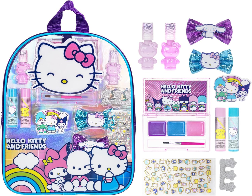 Hello Kitty and Friends 12-Piece Makeup Filled Backpack Set by Townley Girl