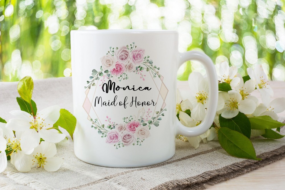 Personalized Maid Of Honor Floral Coffee Mug Custom Mug Gift For Her Floral