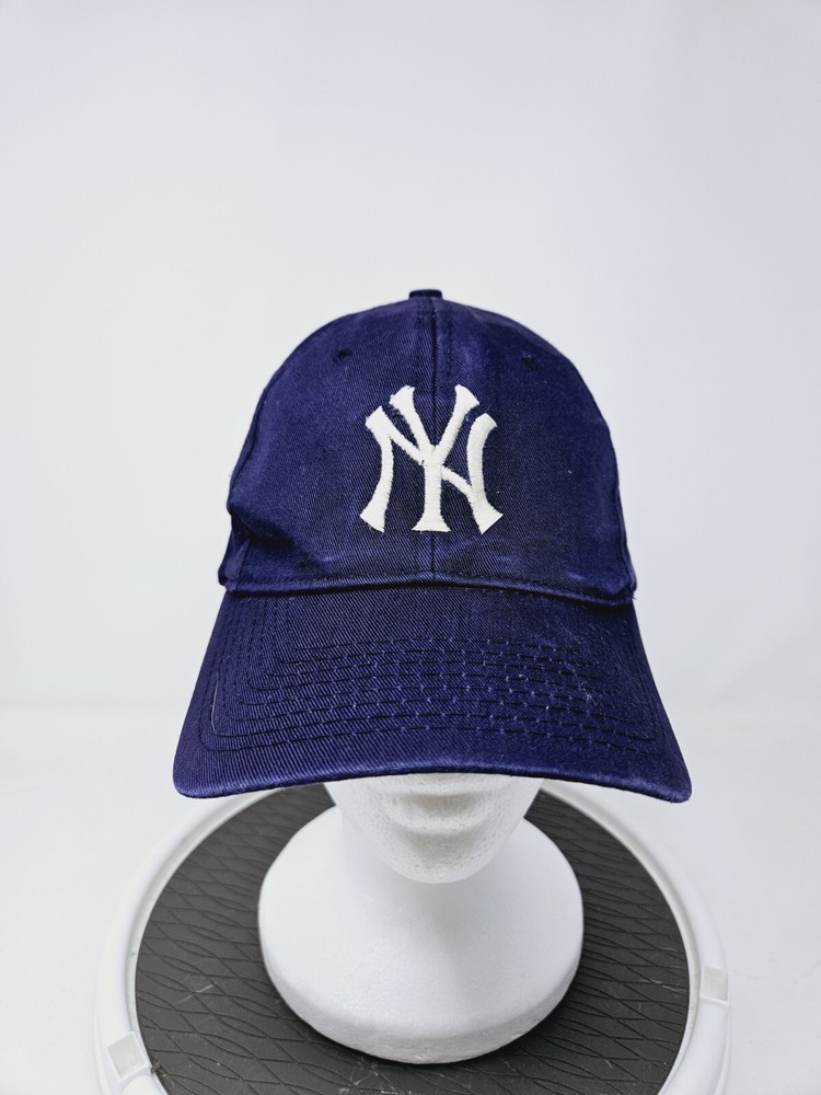 Vintage New York Yankees Blue Embroided 90s Snapback Hat MLB Cap Used Condition