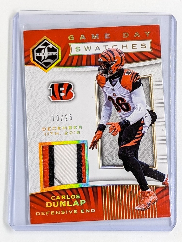 2017 Limited Game Day Swatches Prime #GDS-CD Carlos Dunlap /25 Bengals 12/11/16-image