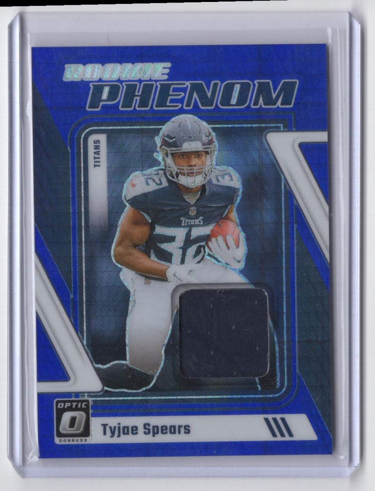 2023 Donruss Optic Rookie Phenom Blue Hyper Tyjae Spears Rookie Patch Tennessee