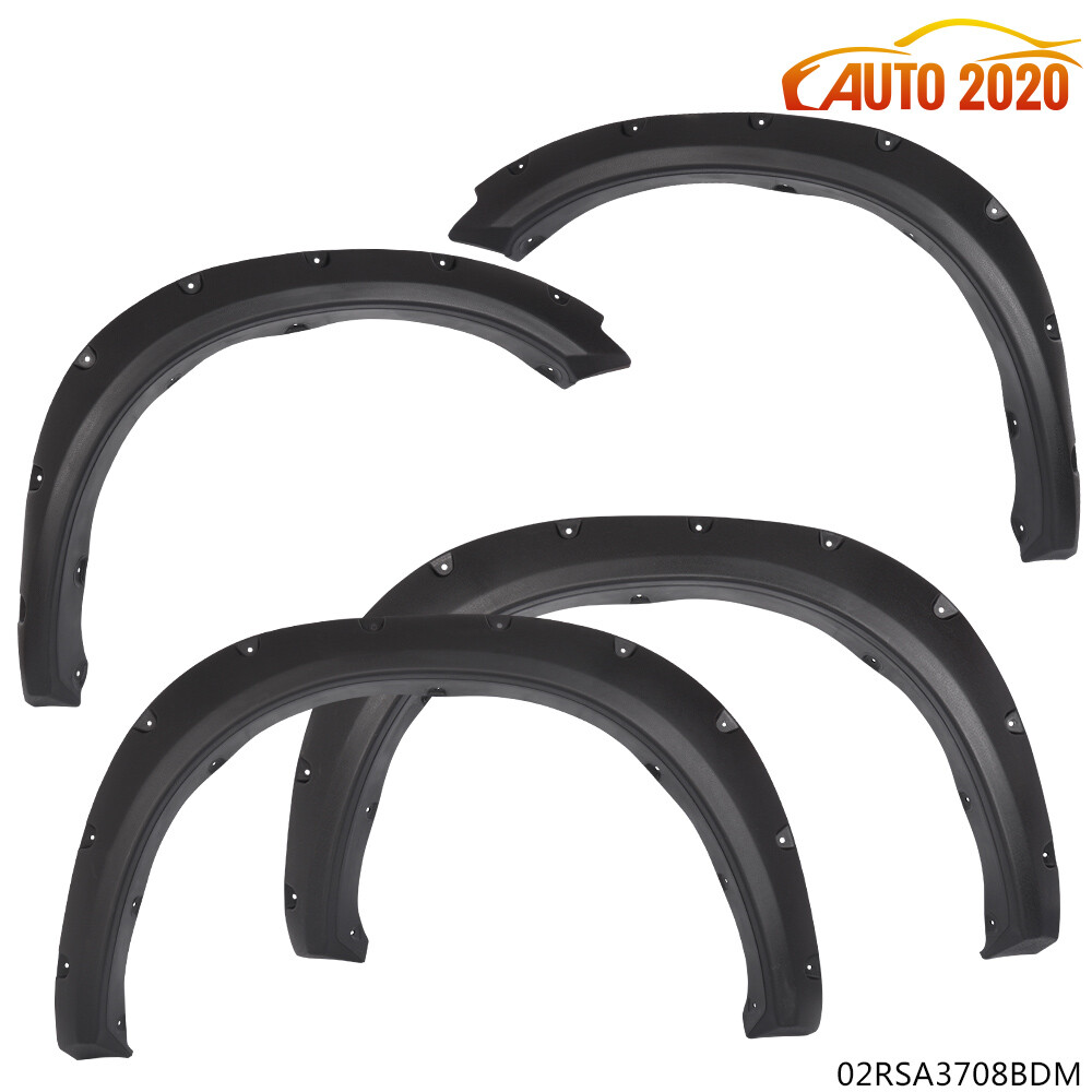 Fit For 09-22 Dodge Ram 1500 Pocket Rivet Style Fender Flares Textured Black Set
