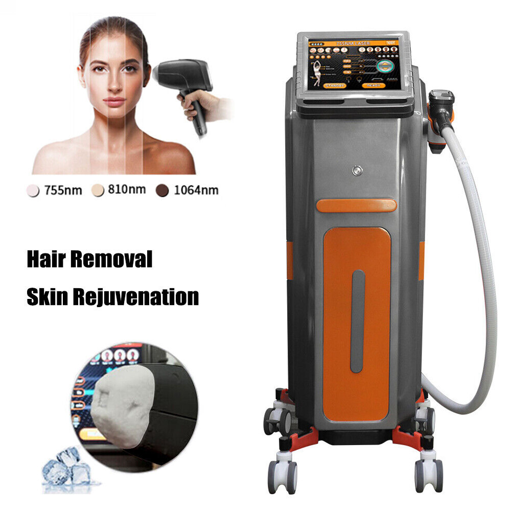 Painless 755 1064 810nm Diode Laser Ice Permanent Hair Removal Beauty Machine