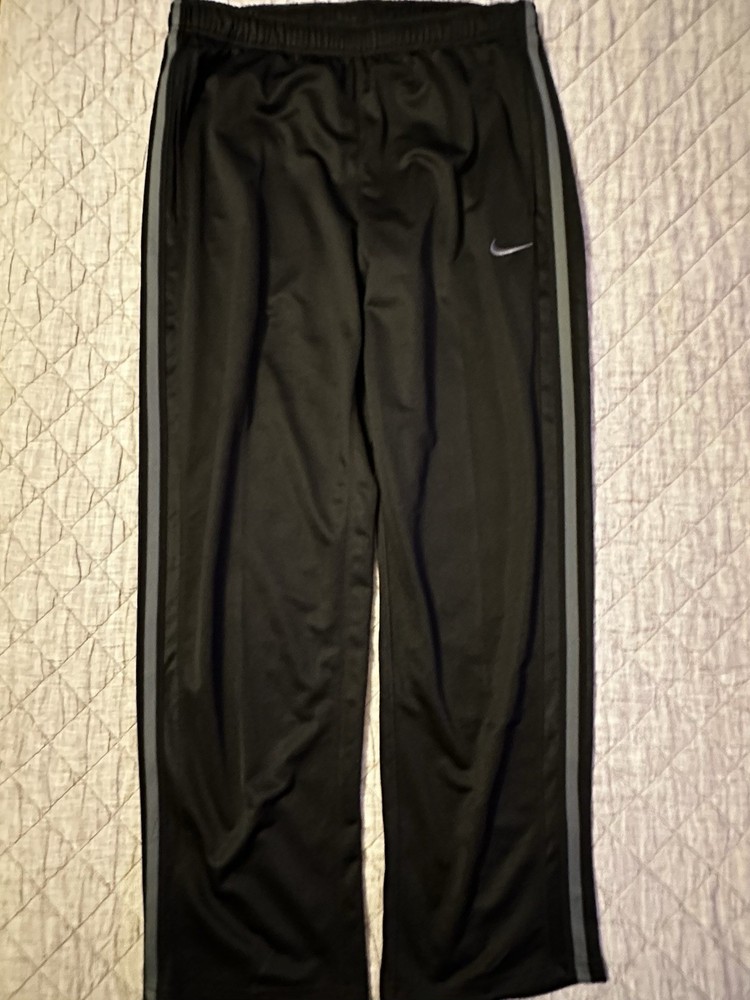 Nike Black Track Pants Mens Large Athletic Training Swoosh Side Stripe Warm Up