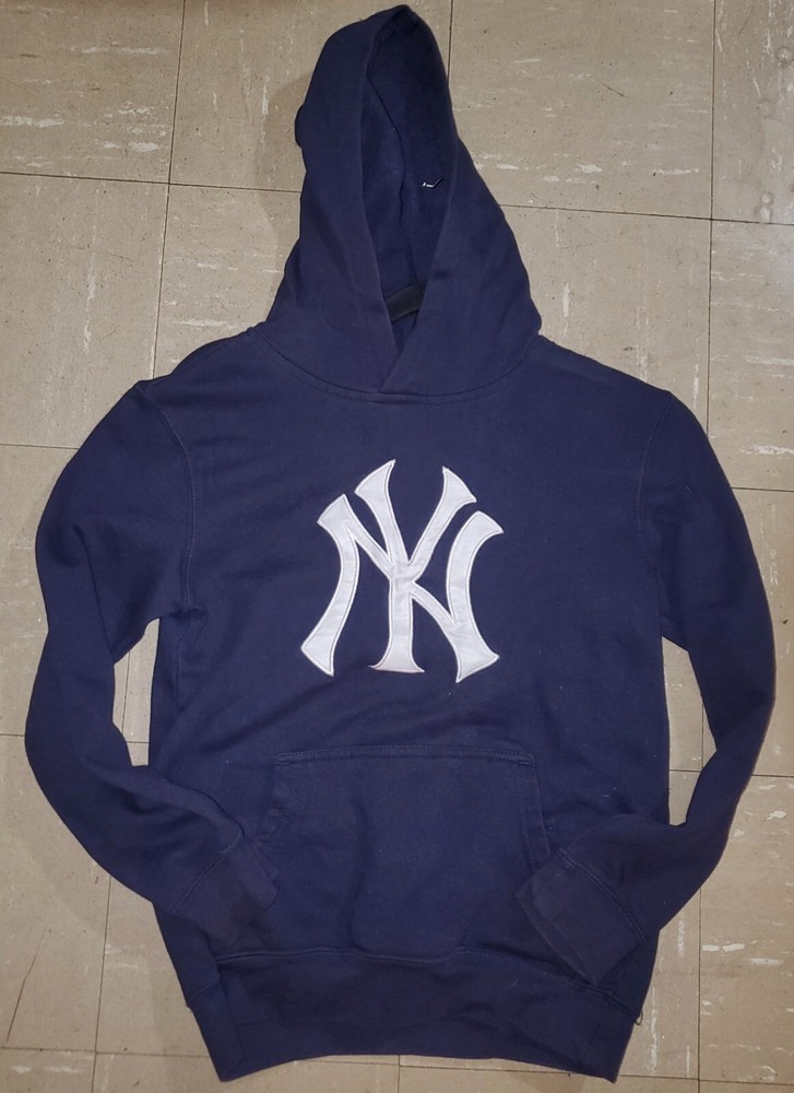 MLB New York Yankees Pullover Navy Blue White Hoodie Kid's Size Medium (10/12)