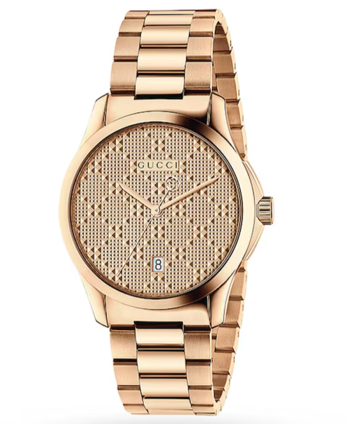 Gucci G-Timeless Mens Rose Gold Stainless Steel Watch YA126482 $1100 MSRP